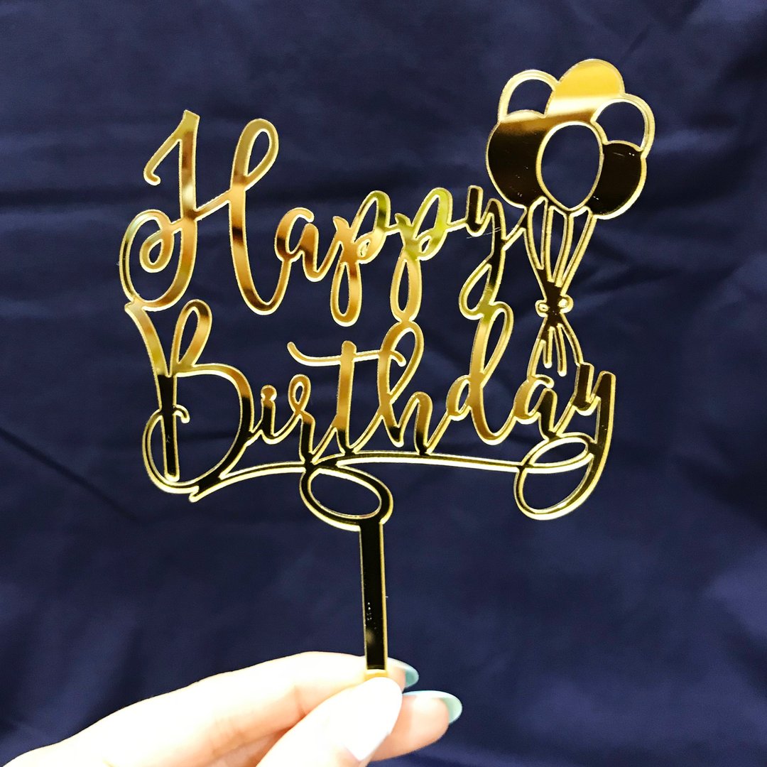 蛋糕牌 装饰牌 生日牌 纪念日 派对拍照道具 装饰 A金 - 其他 - 压克力 金色