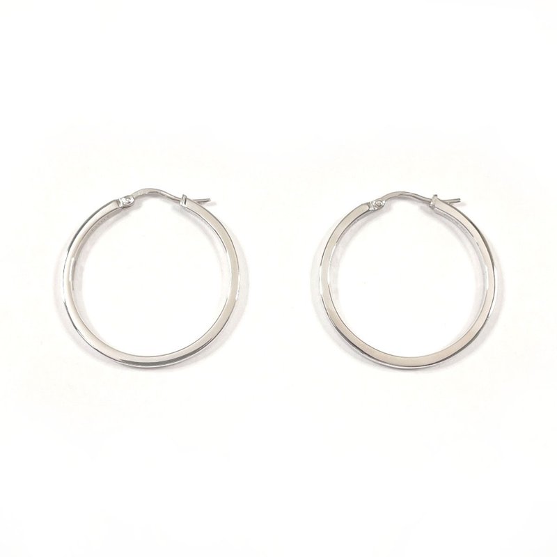 【日本直送 二手美品】CELINE 精品 耳环 圆圈 简约 925 银 珠宝 配饰 抛光处理 - 耳环/耳夹 - 纯银 银色