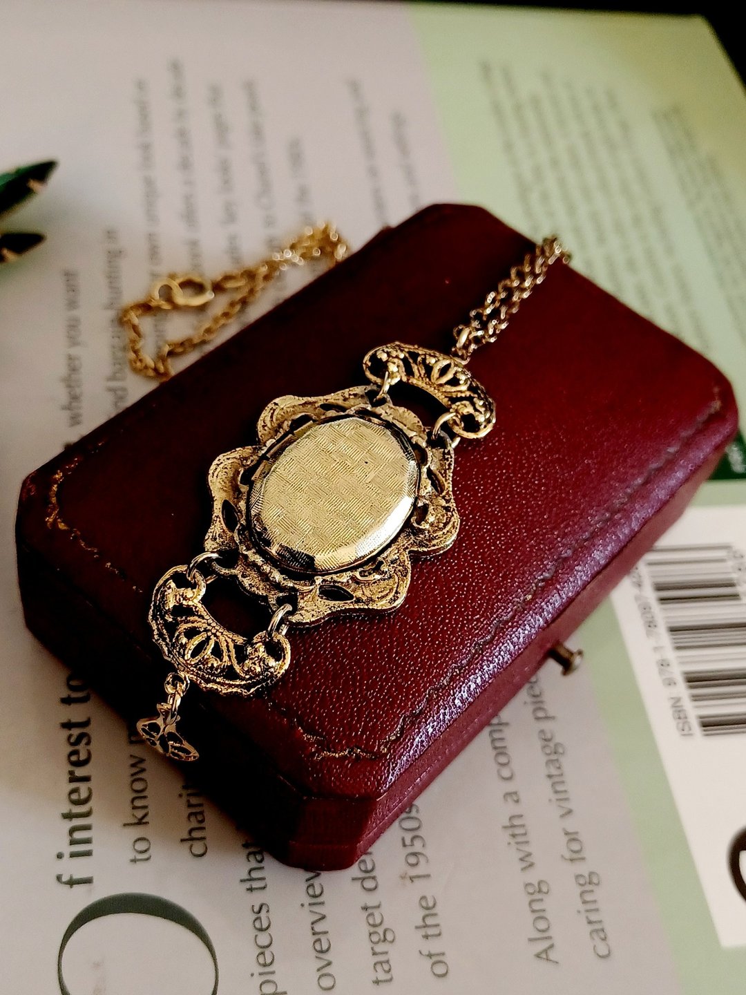 vintage jewelry 维多利亚 格纹金相框项链 - 项链 - 其他金属 