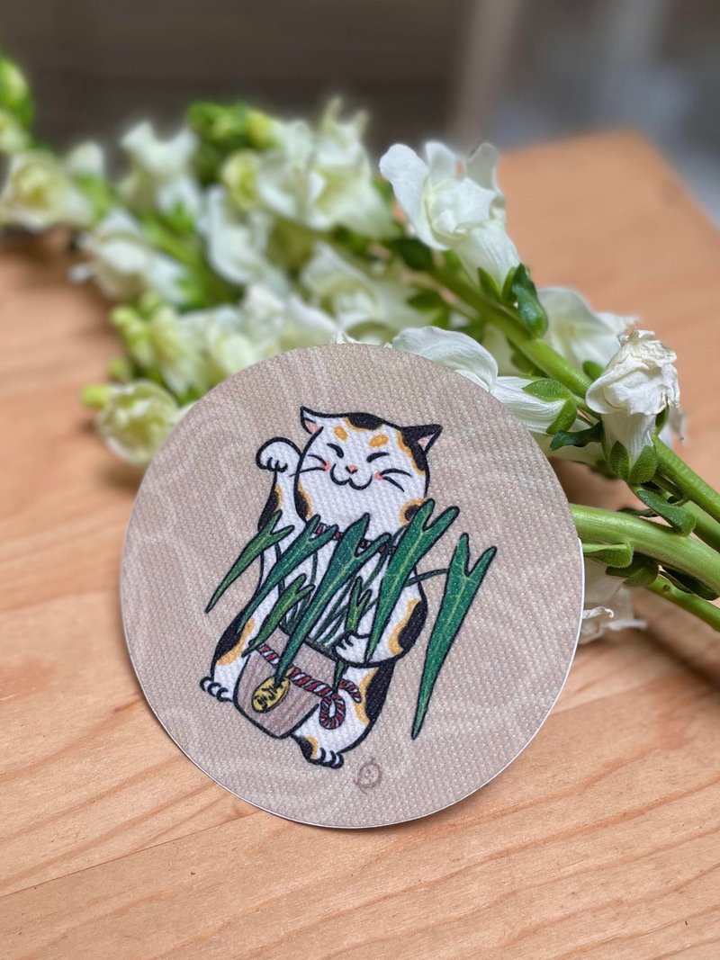 圣灵蔓绿绒招财猫 防水布贴 - 贴纸 - 其他人造纤维 卡其色