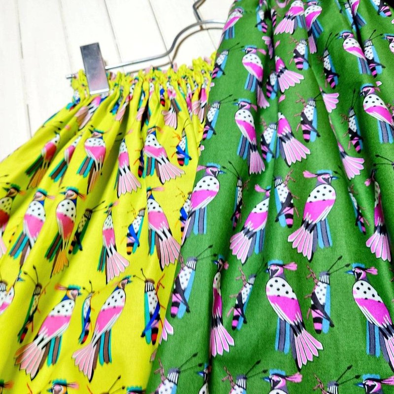 Dot Bird and Dot Grasshopper skirt YE / USA fabric / Made in japan / Free size / - 裙子 - 棉 黄色