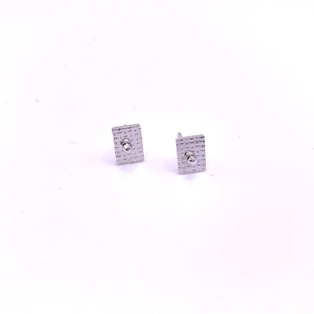 花纹质感耳环-2 - 耳环/耳夹 - 银 银色