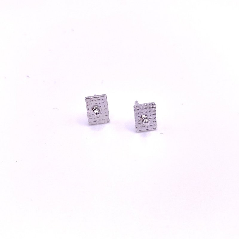 花纹质感耳环-2 - 耳环/耳夹 - 银 银色