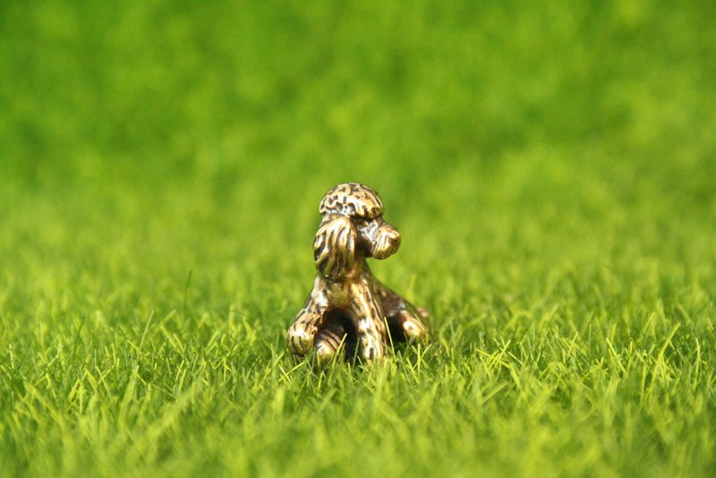 Poodle dog - miniature statuette of bronze, metal figurine - 摆饰 - 铜/黄铜 