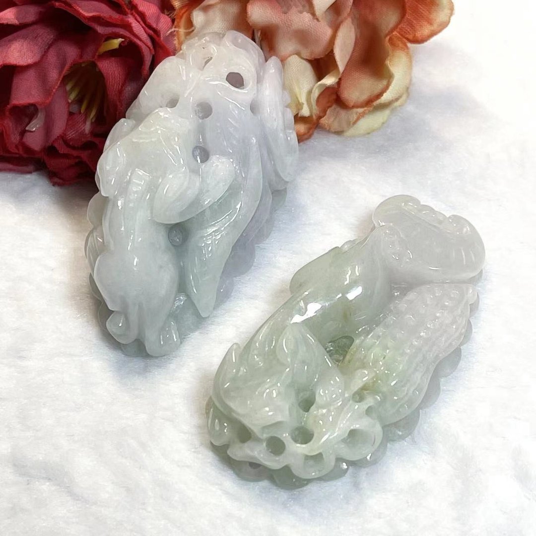 多宝晶石/天然翡翠A货貔貅/翡翠花生/开运项链/翡翠聚宝盆/附证书 - 项链 - 玉石 白色