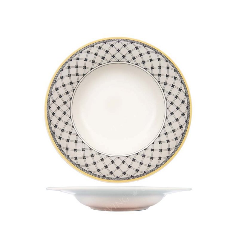 VB │ 奥顿系列-24cm深盘│汤盘-Promenade漫步图腾 - 盘子/餐盘/盘架 - 瓷 黄色