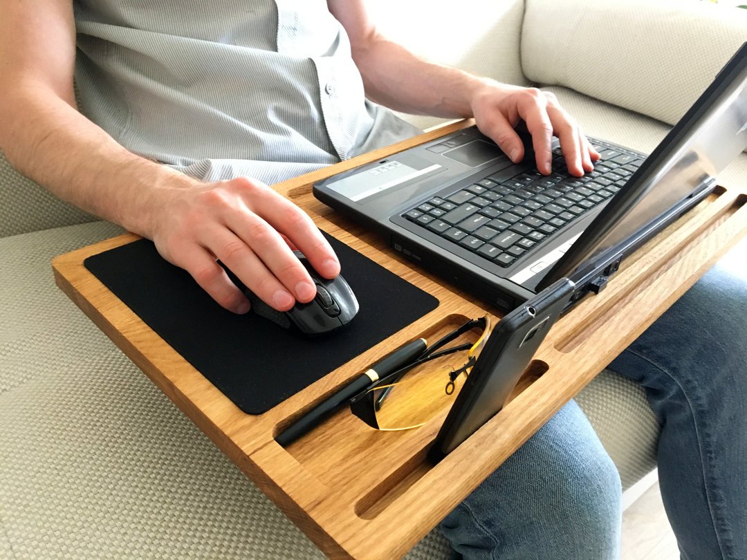 Lap desk Oak wood laptop stand First fathers day gift Mobile workstation - 电脑配件 - 木头 