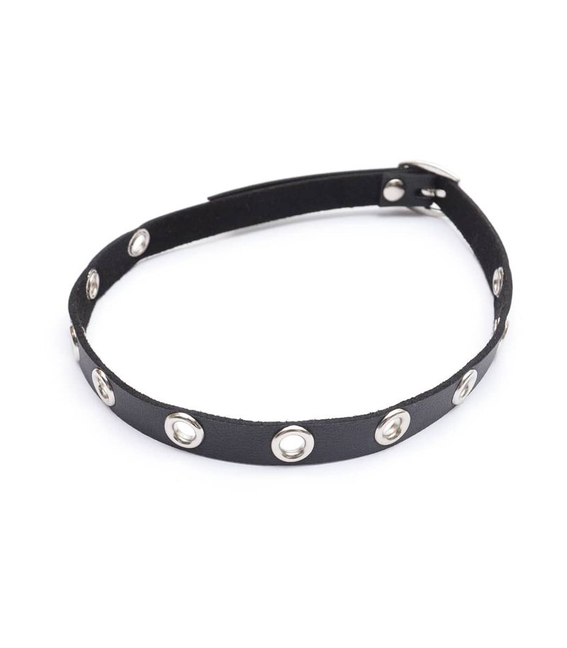 Eyelet choker/黑/F尺寸/hellcatpunks/hcp-ac-0216 - 颈链 - 人造皮革 黑色