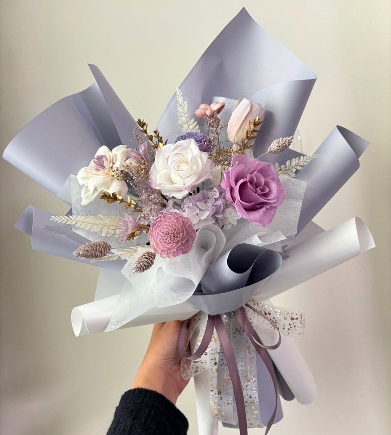 愈心花艺 | 柔紫金语永生花束 情人节花束/告白花束/求婚花束 - 干燥花/捧花 - 植物．花 