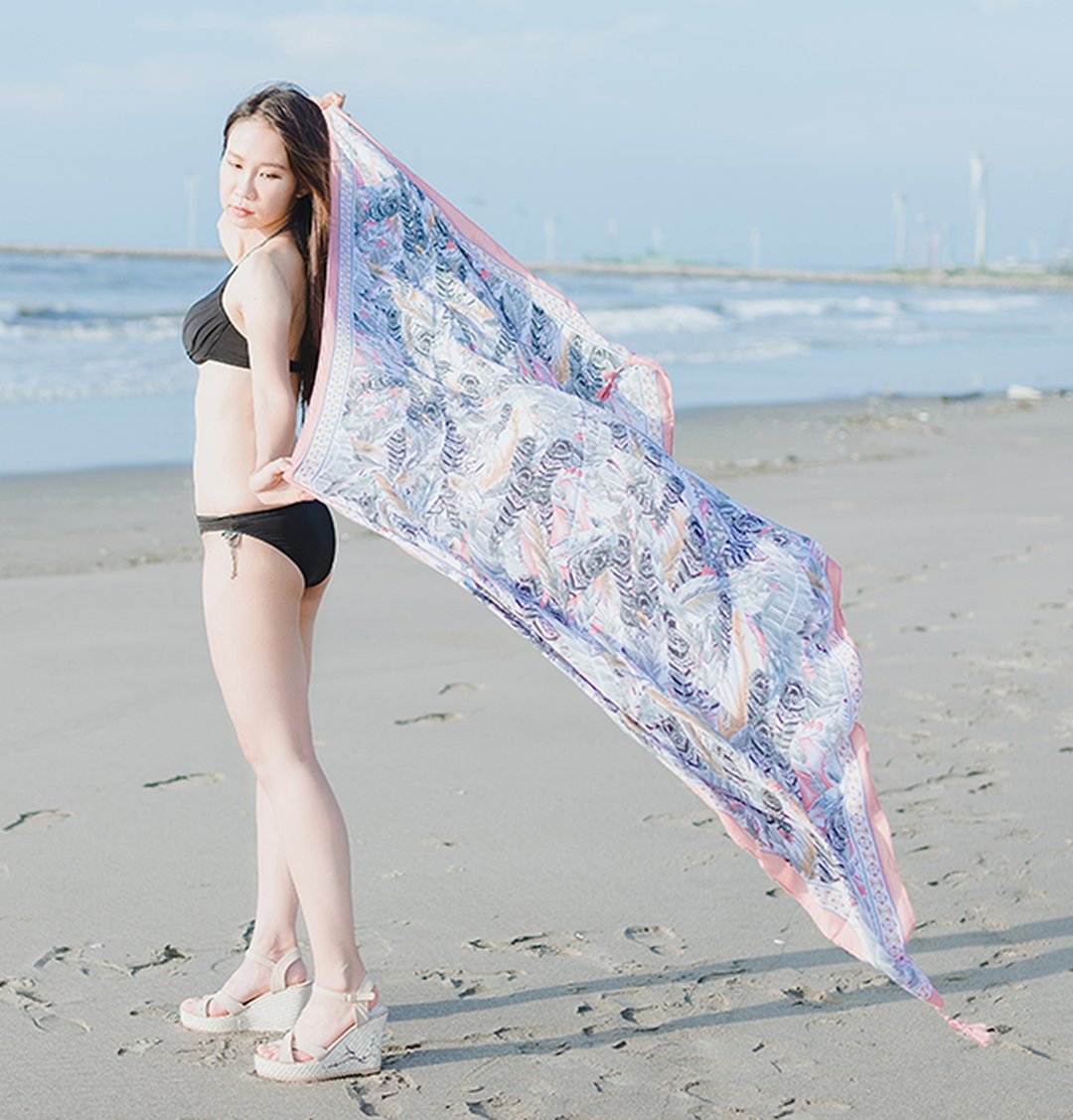 【秋冬新时尚】Unni You Nishang Thousand Feather Cotton Linen - 围巾/披肩 - 聚酯纤维 粉红色