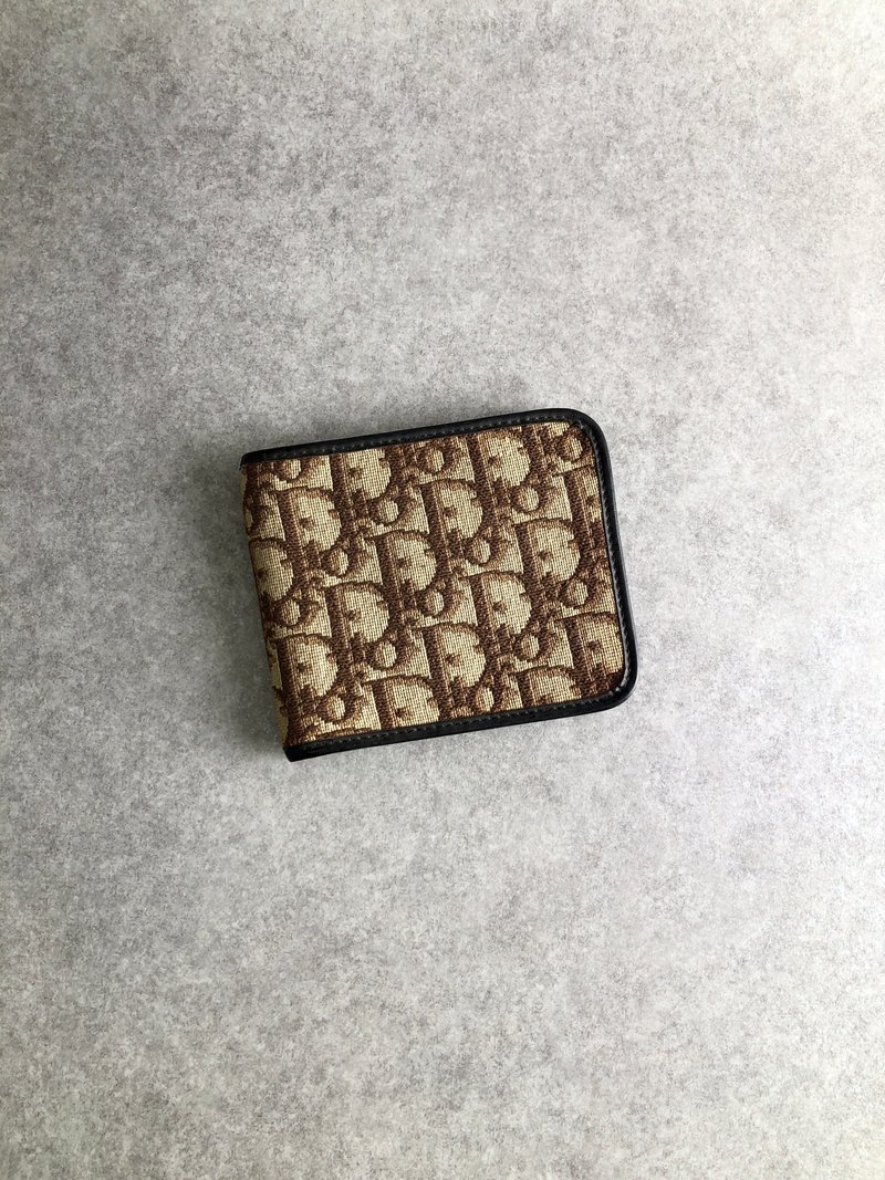 【日本直送 名牌中古包】Christian Dior 迪奥 缇花帆布皮革 复古短夹 棕色 uyfwgb - 皮夹/钱包 - 棉 咖啡色