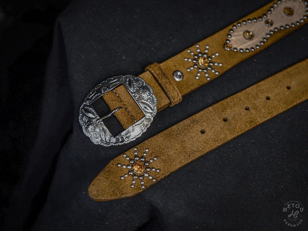WesternSpecial Leather Belt 西部风铆钉皮革腰带 - 皮带/腰带 - 真皮 咖啡色