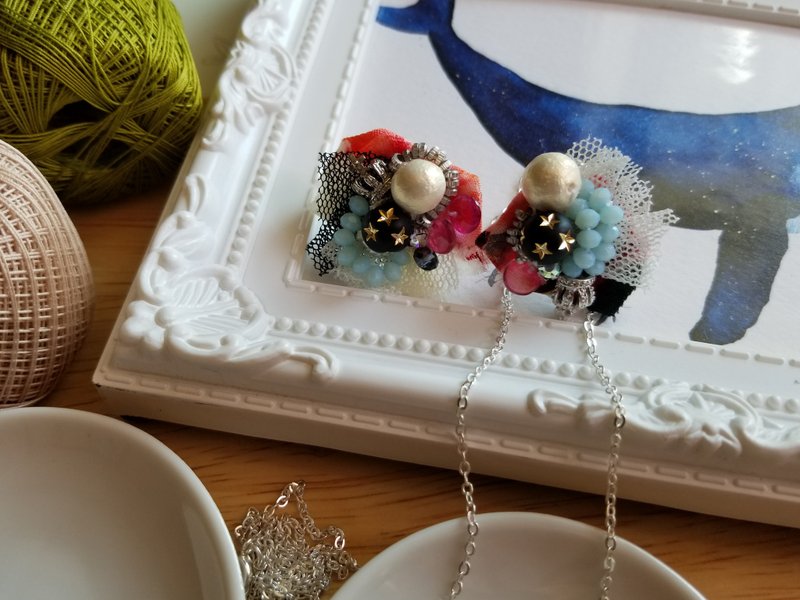 七零八落的凌乱并贴系列 耳饰设计 布艺耳针 - 耳环/耳夹 - 棉．麻 多色