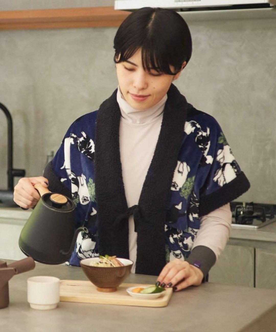 【热门预购】保暖和风浮世绘猫狗刷毛短袖家居服(4色)7CKP4301 - 居家服/睡衣 - 其他材质 