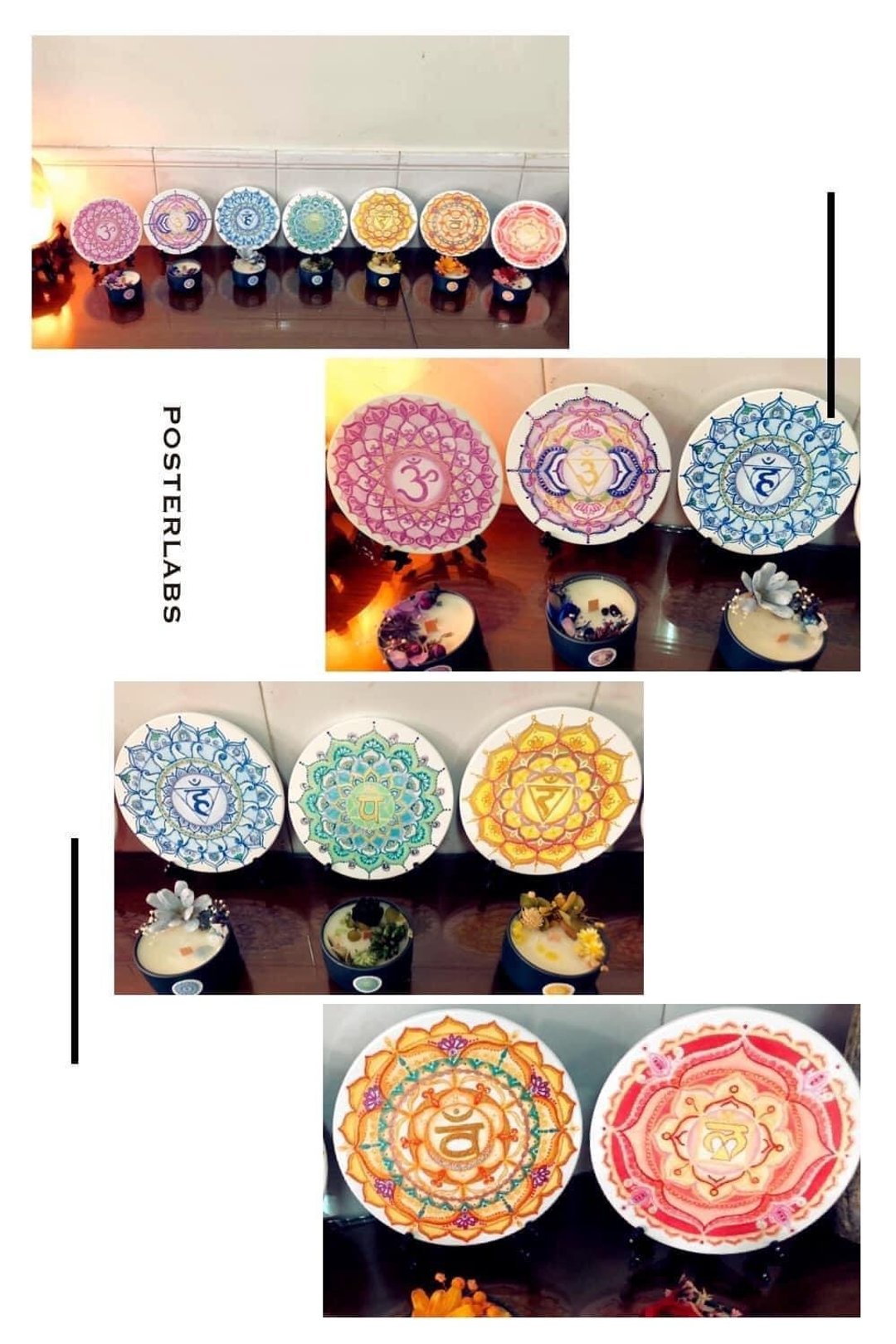 现货1组 独创入选奖神圣图腾喜悦禅七脉轮曼陀罗莺歌陶瓷吸水杯垫 - 摆饰 - 瓷 多色