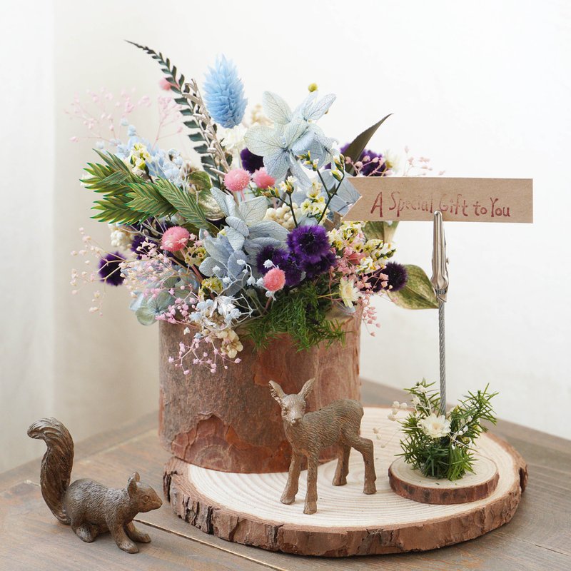 【木制系列】百花齐放永生花名片夹木座 - 干燥花/捧花 - 植物．花 