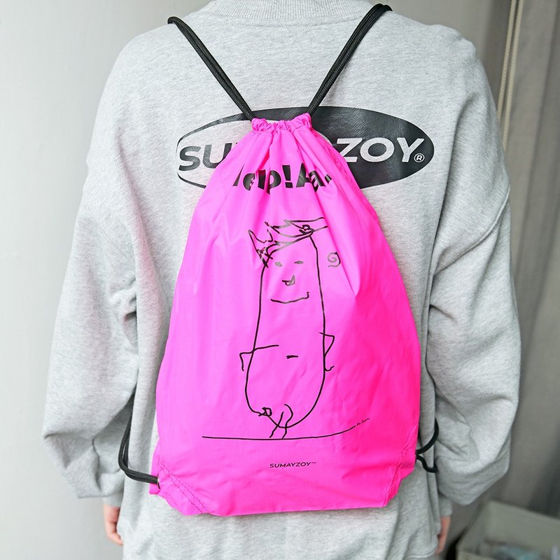 束口双肩包 轻便后背收纳健身运动包包 游泳抽绳束口袋背包 子粉 - 后背包/双肩包 - 聚酯纤维 粉红色