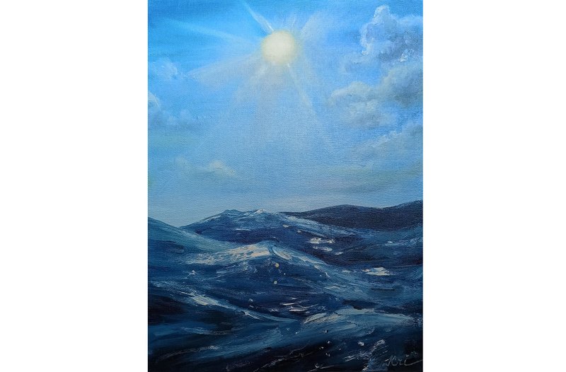 Seascape Painting Wave Canvas Oil Painting Original Art Ocean Wall Art - 海报/装饰画/版画 - 其他材质 蓝色