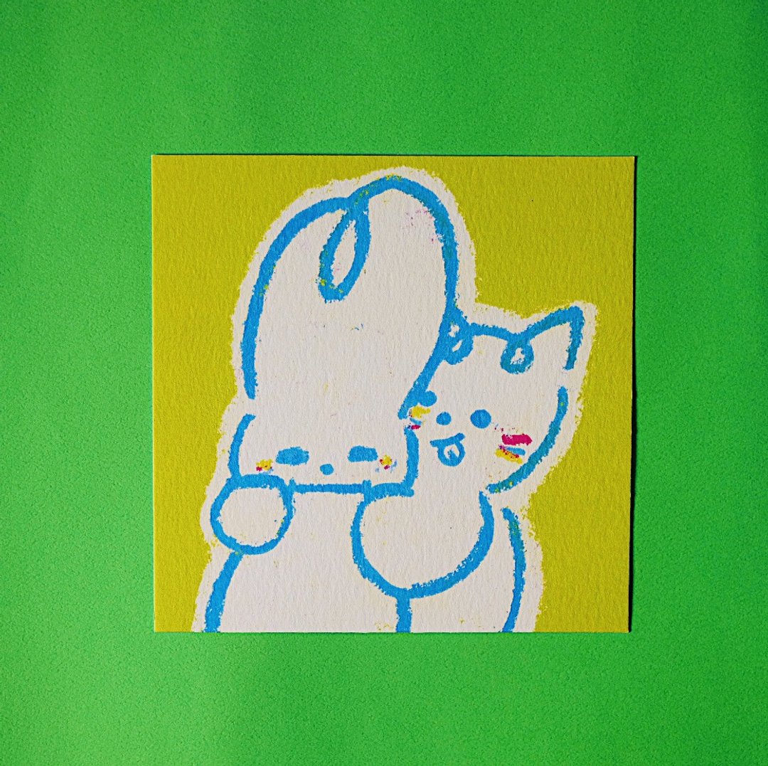 Shuku Somi Postcard - Heehee! | 兔子猫咪明信片 | 情人节 - 卡片/明信片 - 纸 多色