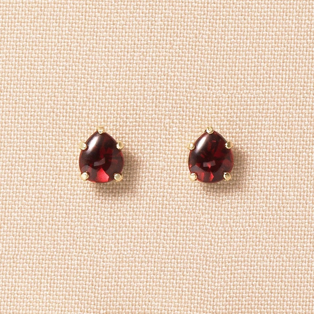【Second Earrings】 18K 黄金石榴石露珠耳环 - 耳环/耳夹 - 贵金属 
