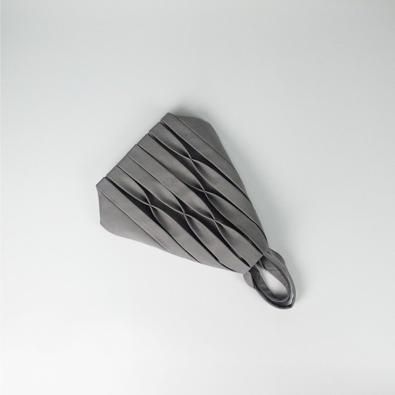 立体折饰大托特包 / 手提包 / 矿灰 - 手提包/手提袋 - 棉．麻 灰色