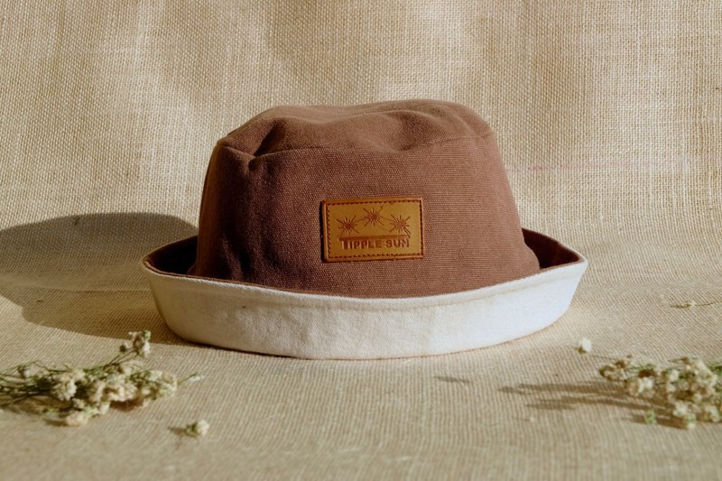 Tipple Sun Bucket Hat (Natural Brown/Off White) - 帽子 - 棉．麻 咖啡色