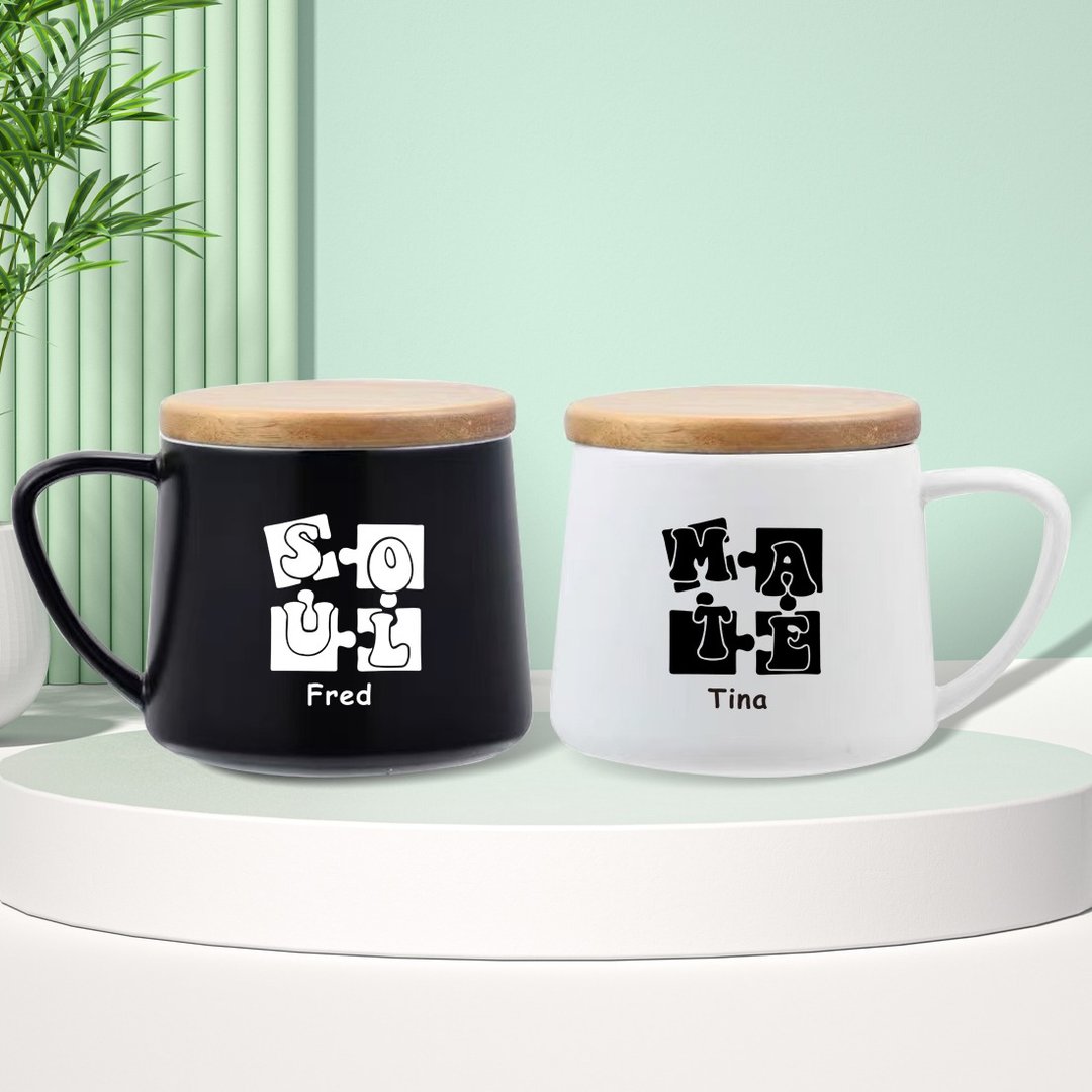 【定制化】陶瓷马克杯咖啡杯带盖创意情侣对杯订制 logo 文字 - 咖啡杯/马克杯 - 陶 