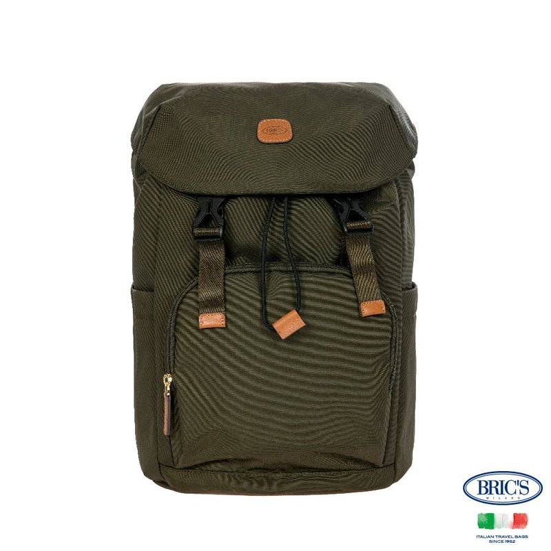 【BRIC' S】X collection 大开口旅行后背包(直)-橄榄绿 - 后背包/双肩包 - 其他材质 绿色