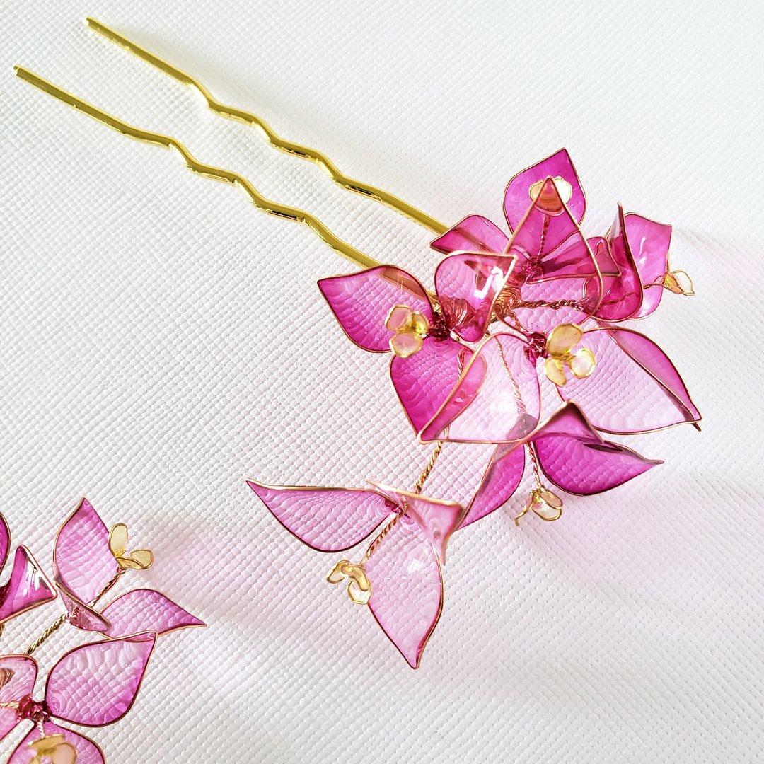 bougainvillea hairpin - 发饰 - 其他材质 紫色