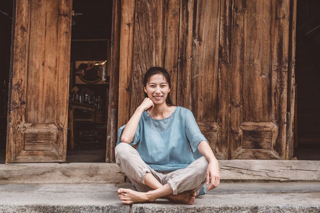 薄苎麻喇叭袖一粒扣套头衬衫 - 女装衬衫 - 棉 