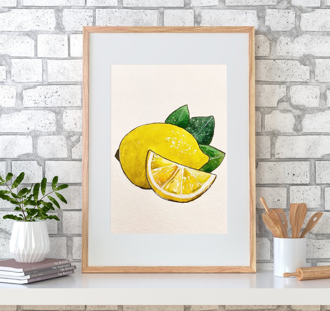 柠檬原画 水果墙艺术 小艺术品 - 墙贴/壁贴 - 纸 黄色