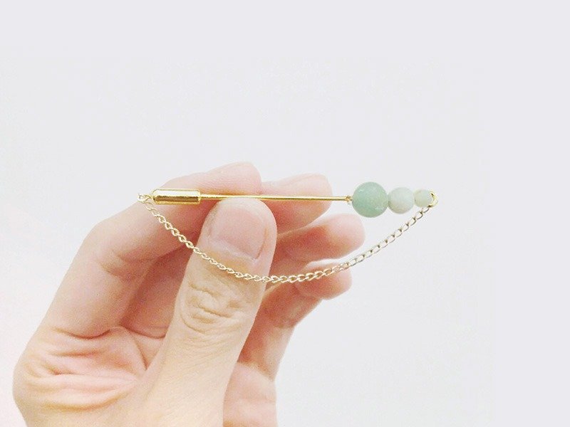 星座/星球系列－3颗行星 | 天然石手工仿金胸针 - 胸针 - 纸 金色