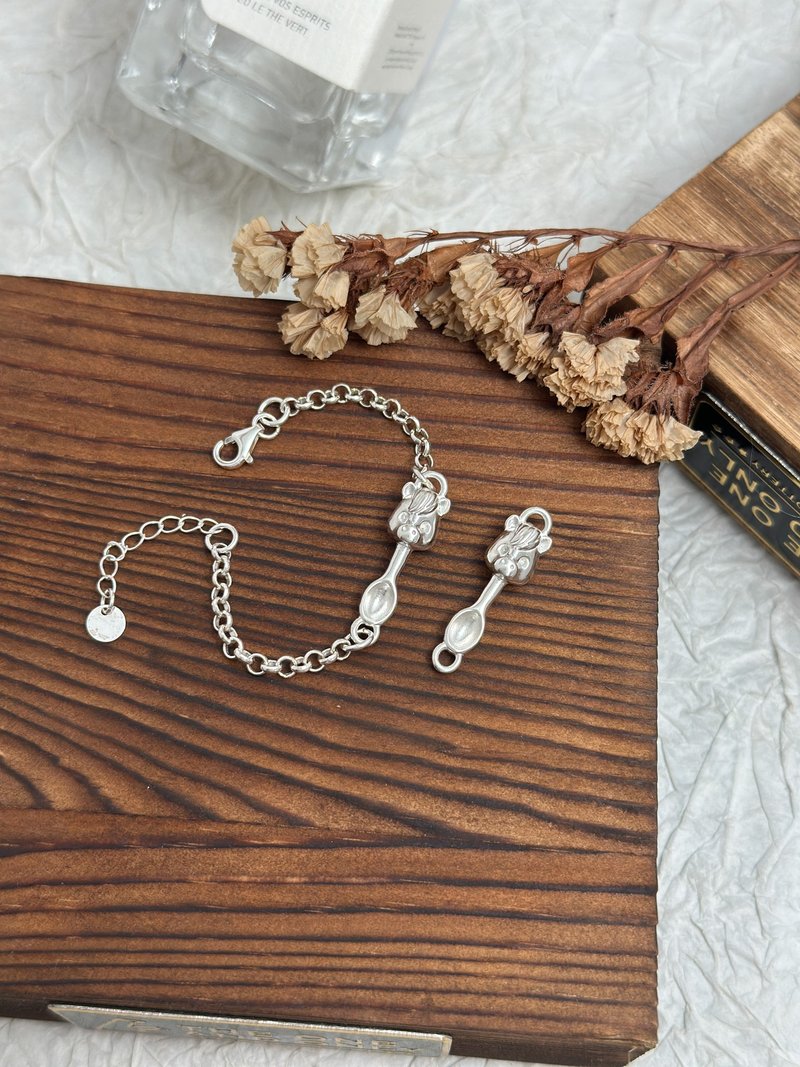 马宝纯银汤匙纯银珍珠链  | 宝宝弥月礼 周岁礼 925 纯银 - 婴儿饰品 - 纯银 