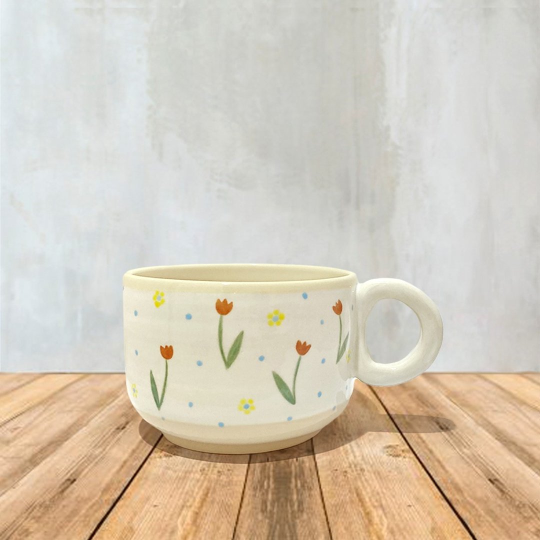 HAND-MADE Lovely rainy garden mug - 咖啡杯/马克杯 - 陶 