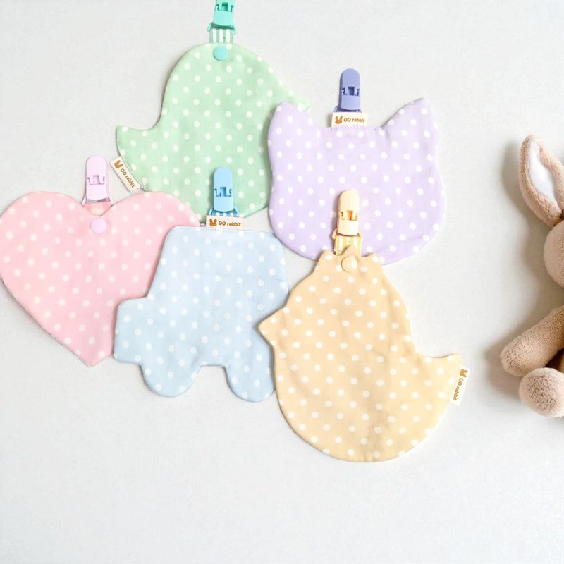 日本纱布-5色可选。可爱波点。附夹双面纯棉布手帕。可绣名字 - 围嘴/口水巾 - 棉．麻 多色