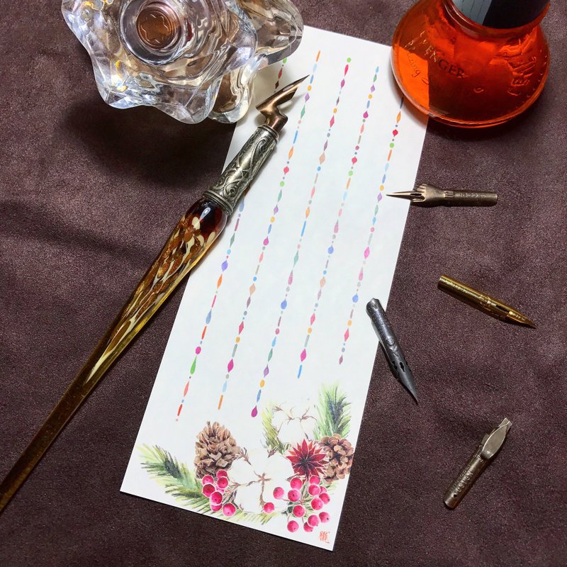 (巴川纸)一笔花笺-<圣诞特别限量款>>圣诞菓果-(一包25张入) - 便条纸/标签贴 - 纸 红色