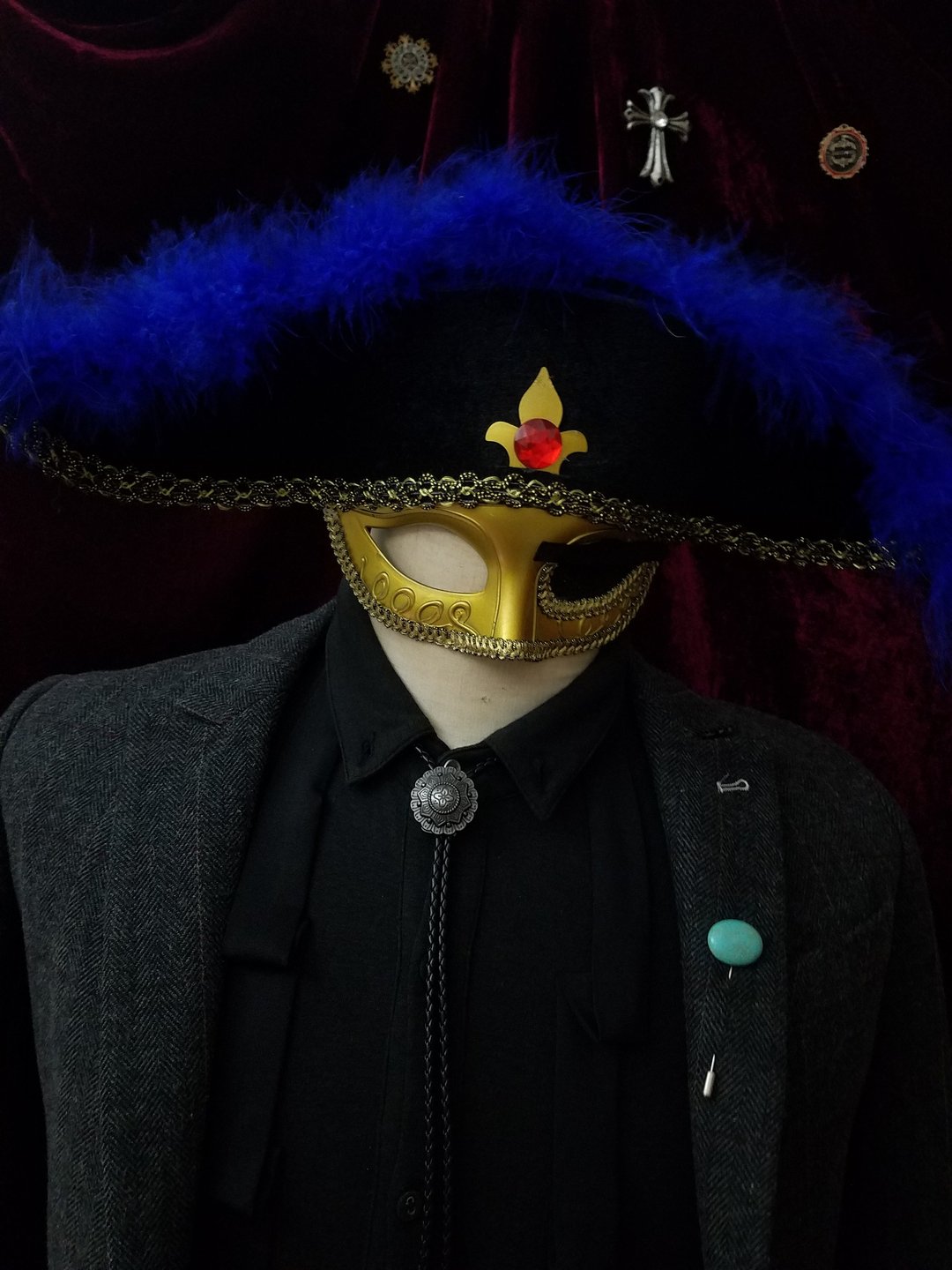 复古四叶草图腾保罗领带领结bolo tie - 领带/领带夹 - 其他金属 银色