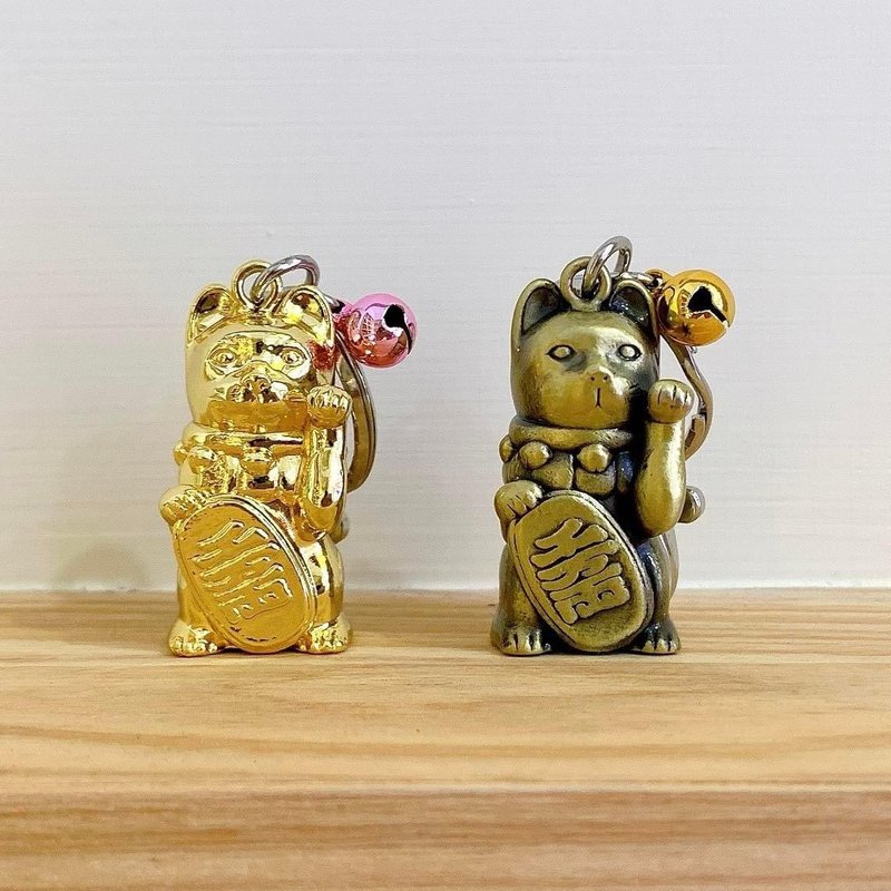 招财猫抽签筒钥匙圈 - 钥匙链/钥匙包 - 铜/黄铜 卡其色