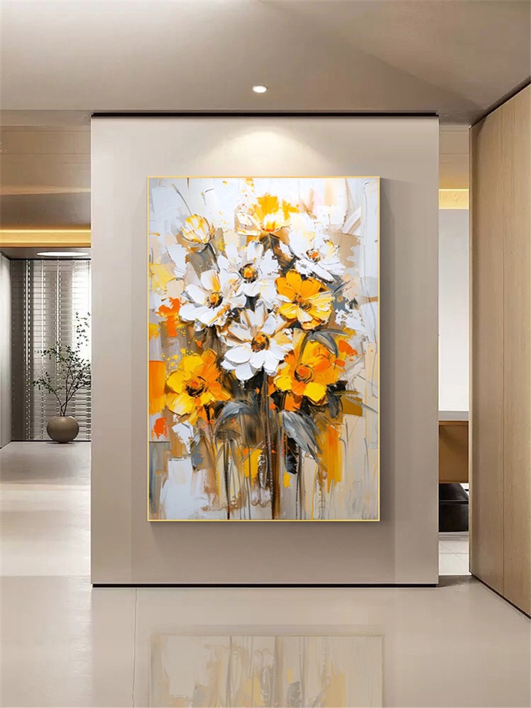 繁花 手绘花卉油画抽象原创现代装饰画餐厅客厅走廊玄关卧室挂画 - 海报/装饰画/版画 - 亚麻 多色