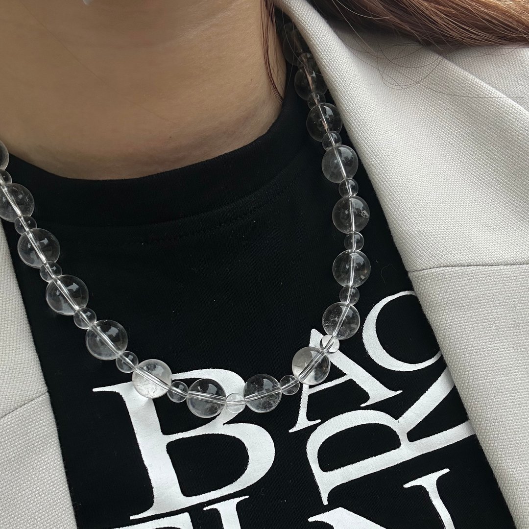 'BALL' necklace w/ magnetic clasp - 项链 - 水晶 黑色