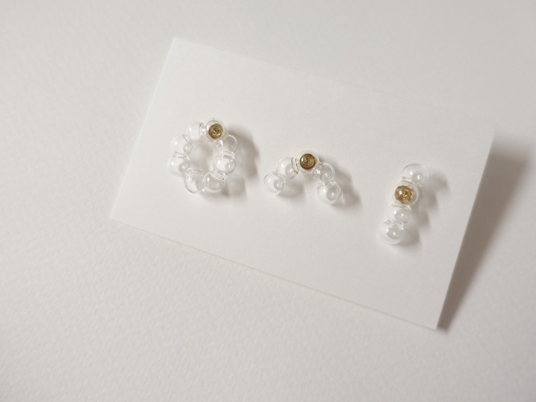Pinkoi 限定 三个组 泡泡圈耳环 耳针耳夹 - 耳环/耳夹 - 玻璃 透明