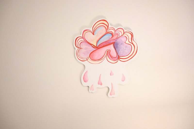 爱心云雨 - 来自未来的壁画 壁板画诞生 崭新艺品 全手工手绘 - 墙贴/壁贴 - 其他材质 粉红色