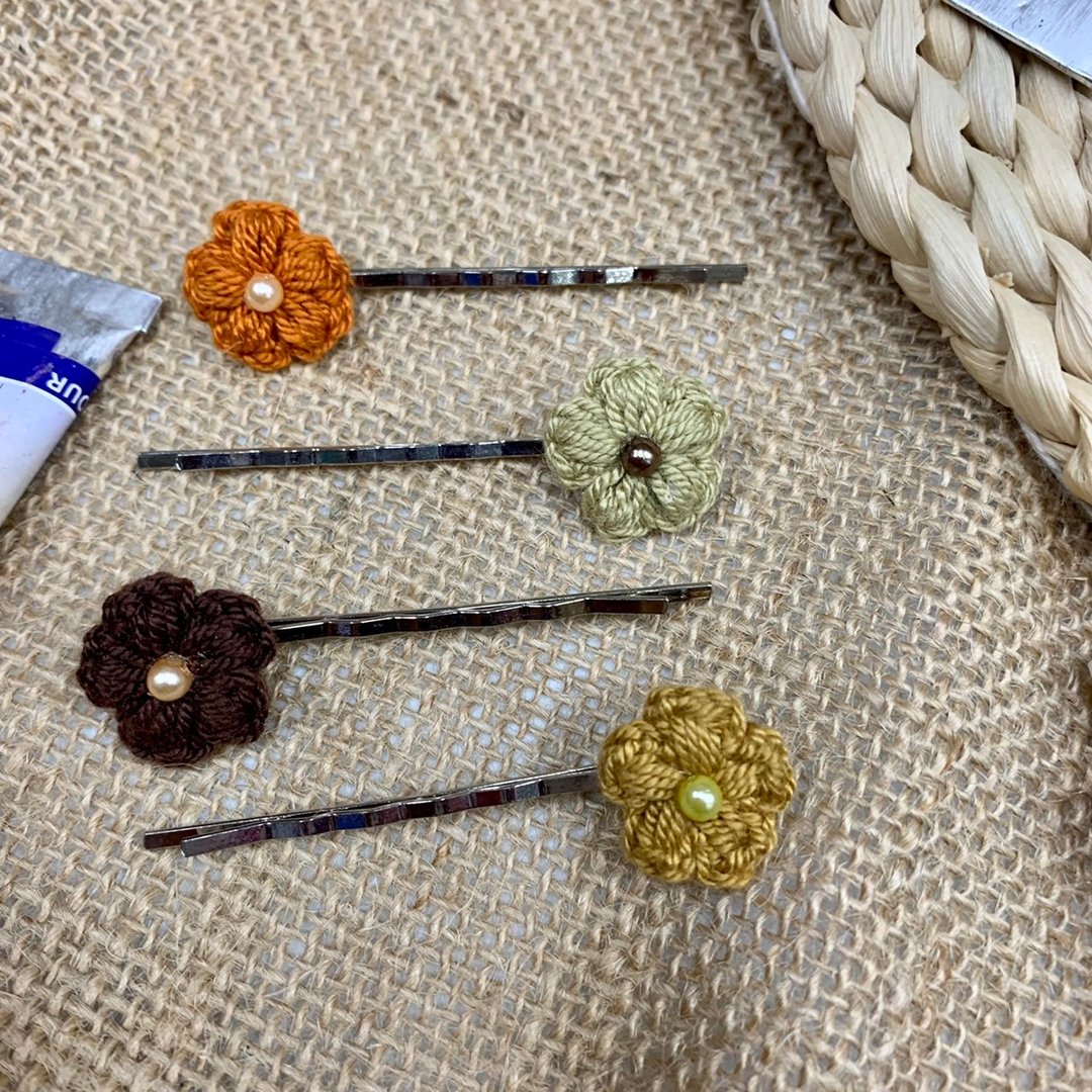 小花发夹 - 发饰 - 棉．麻 多色