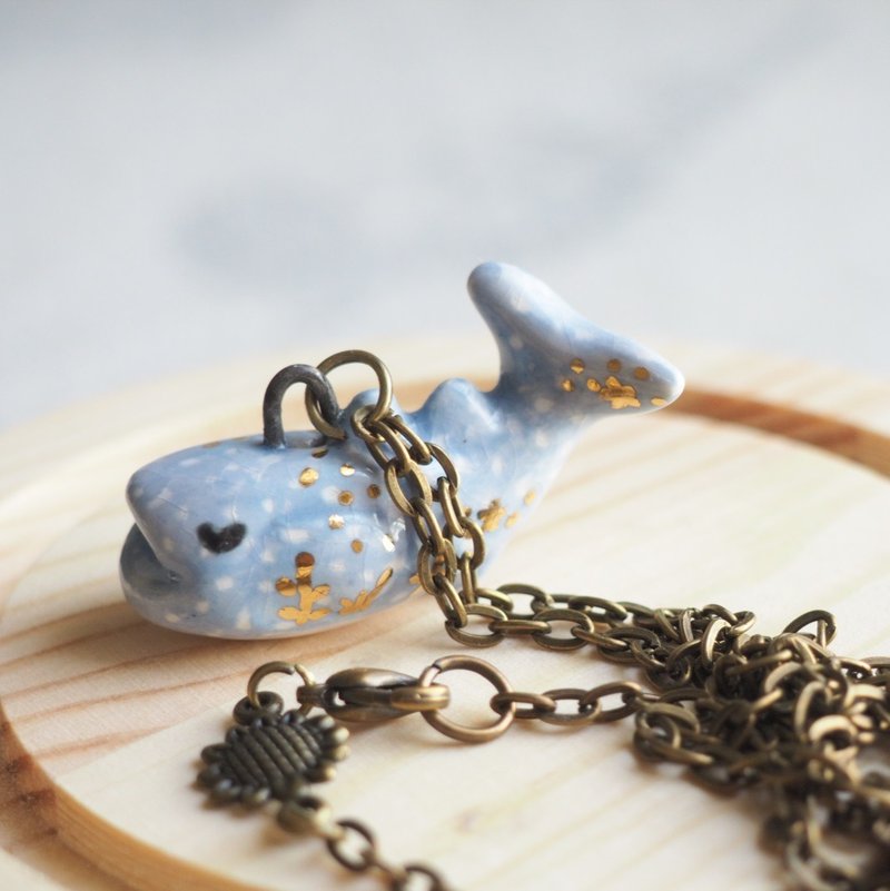 小鲸鲨白瓷项链 - 项链 - 瓷 蓝色