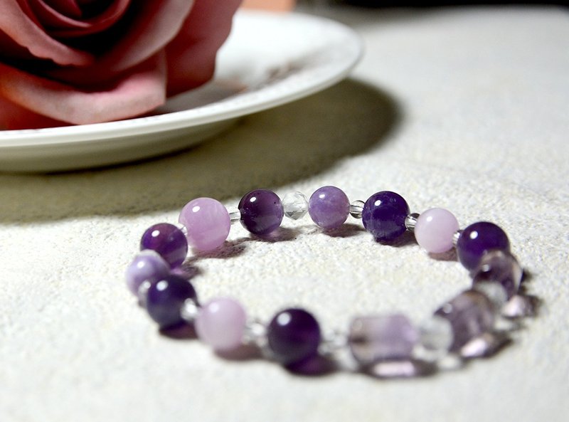 紫罗兰花园 l 紫锂辉 l 紫水晶  l 全水晶 - 手链/手环 - 水晶 紫色