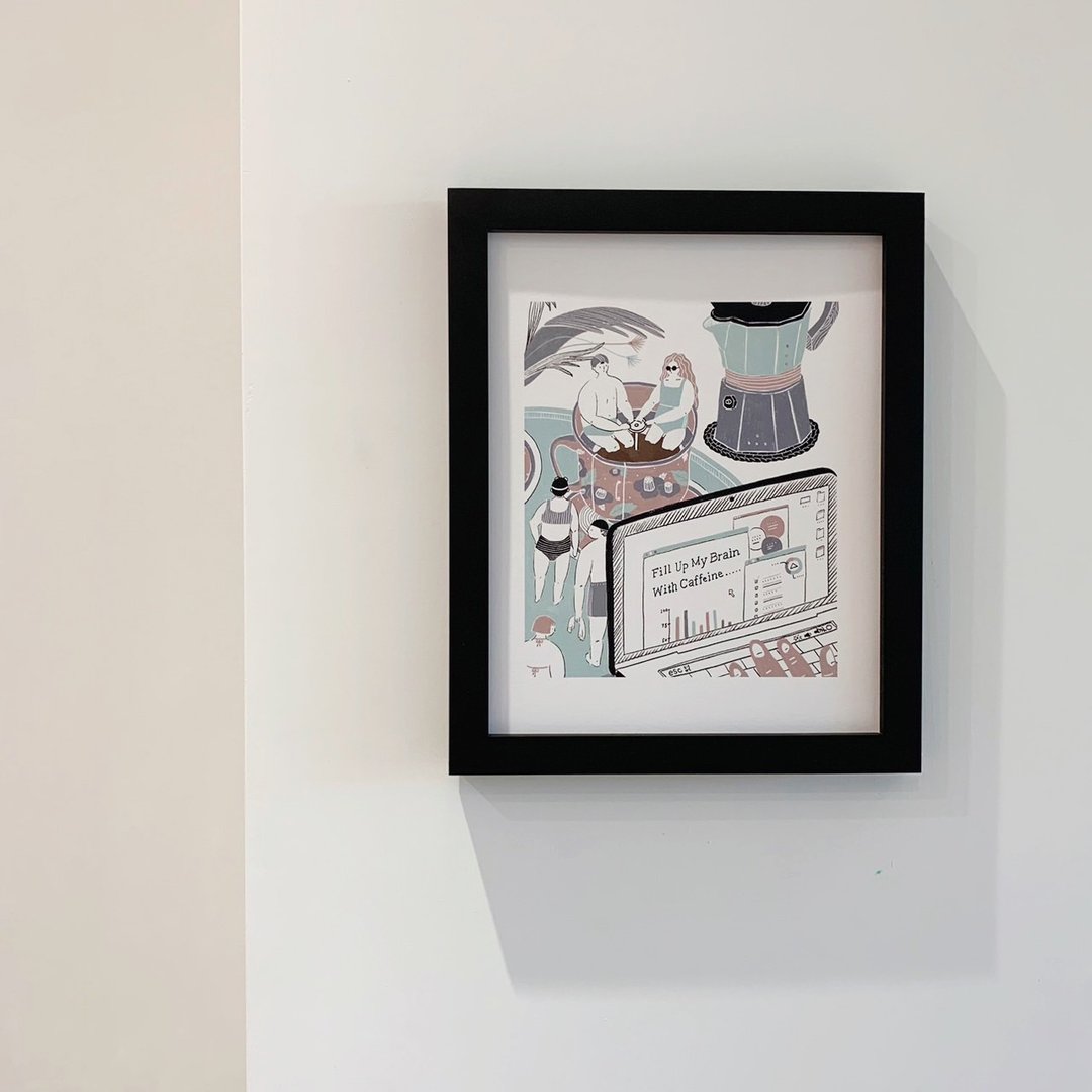 装饰挂画含框 | 大排长龙的旋转咖啡杯 - 海报/装饰画/版画 - 纸 