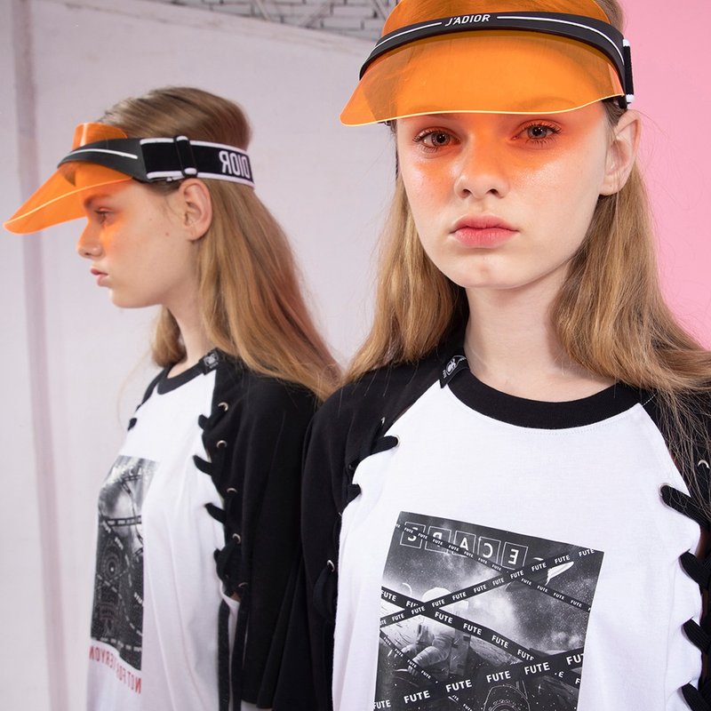 中性款 袖襱绑带五分袖圆领上衣 / 黑色 - 女装上衣 - 棉．麻 黑色