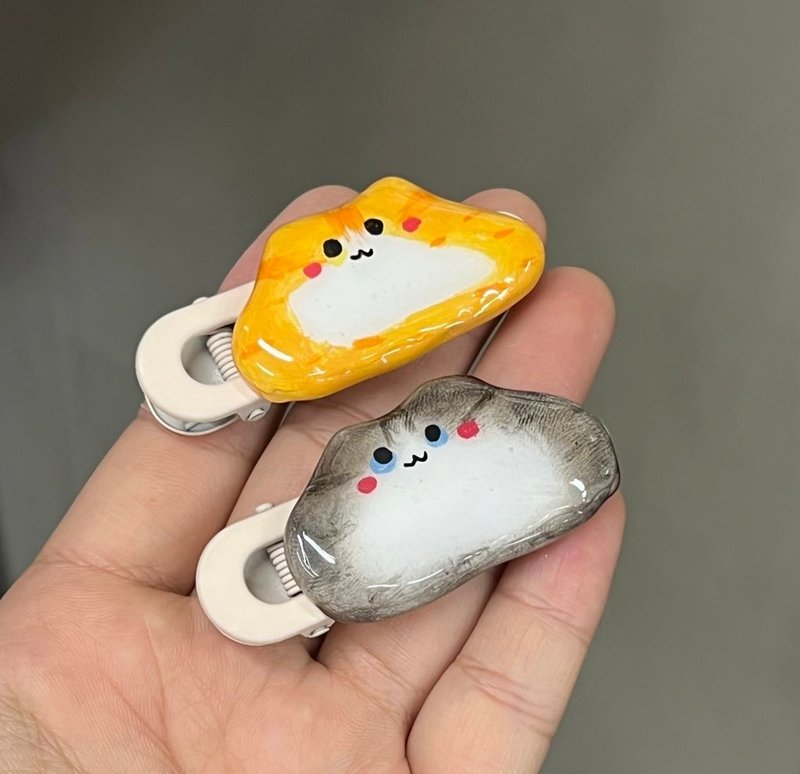 融化猫发夹、黏土发夹 原创设计 - 发饰 - 粘土 