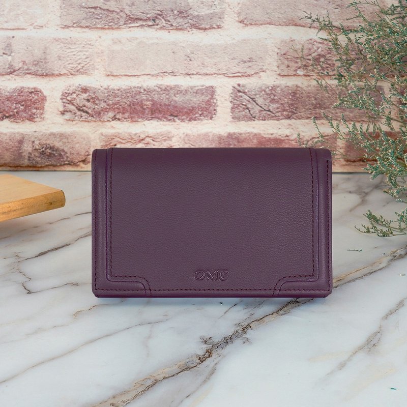 立体拼贴软牛皮多夹层两折中夹4152(深酒红) - 皮夹/钱包 - 真皮 