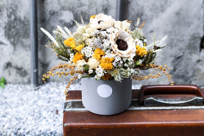 Flower Design!【大地女神-Demete】 干燥花 盆花 室内布置 开幕 - 干燥花/捧花 - 植物．花 橘色